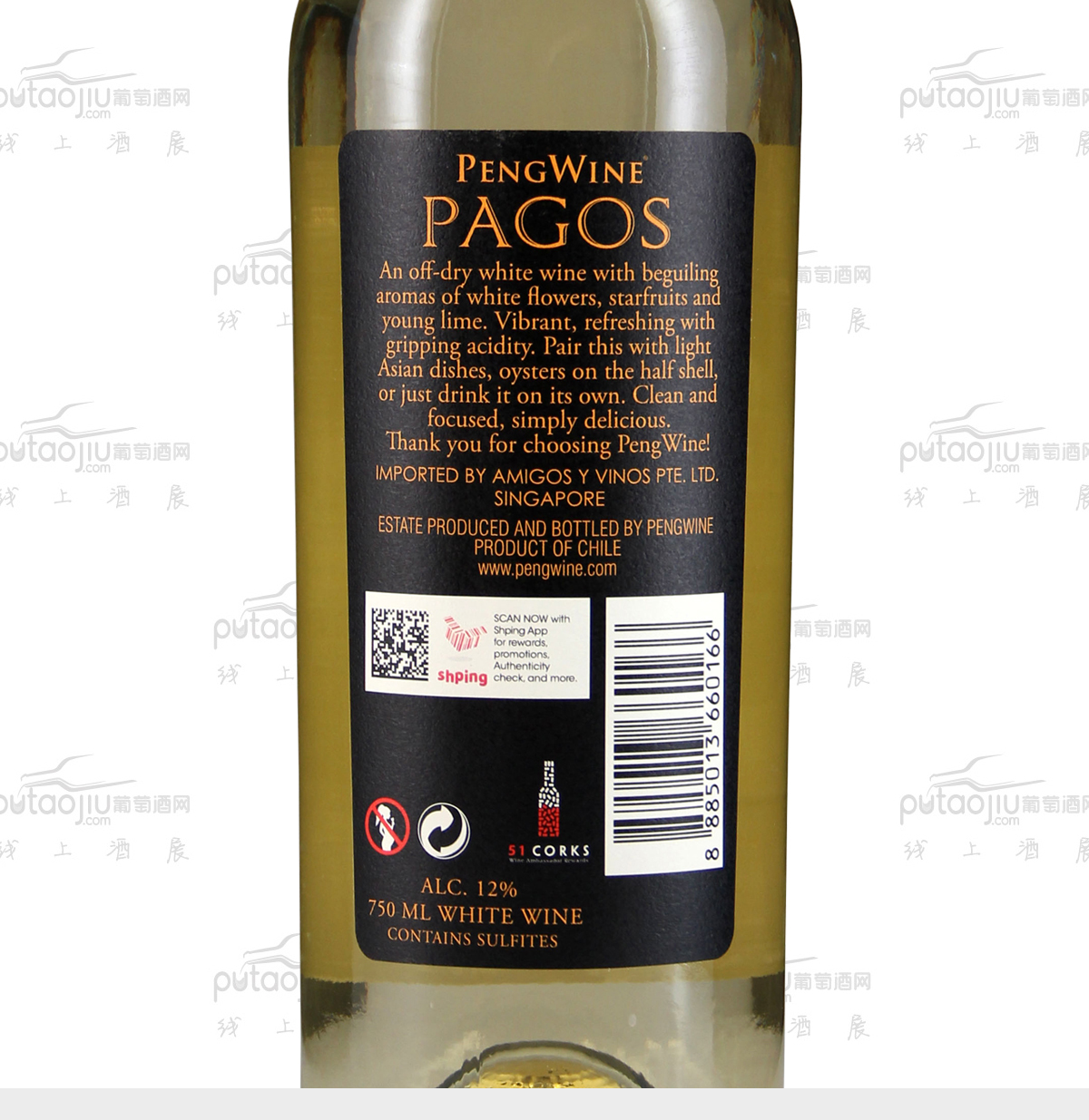 智利迈坡谷pengwine酒庄经典系列霞多丽长相思帕高斯干白葡萄酒