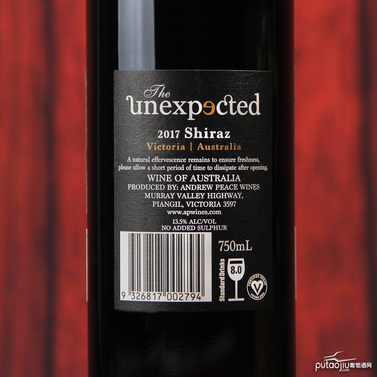 澳大利亚维多利亚安德鲁皮士酒庄西拉子意想不到干红葡萄酒红酒