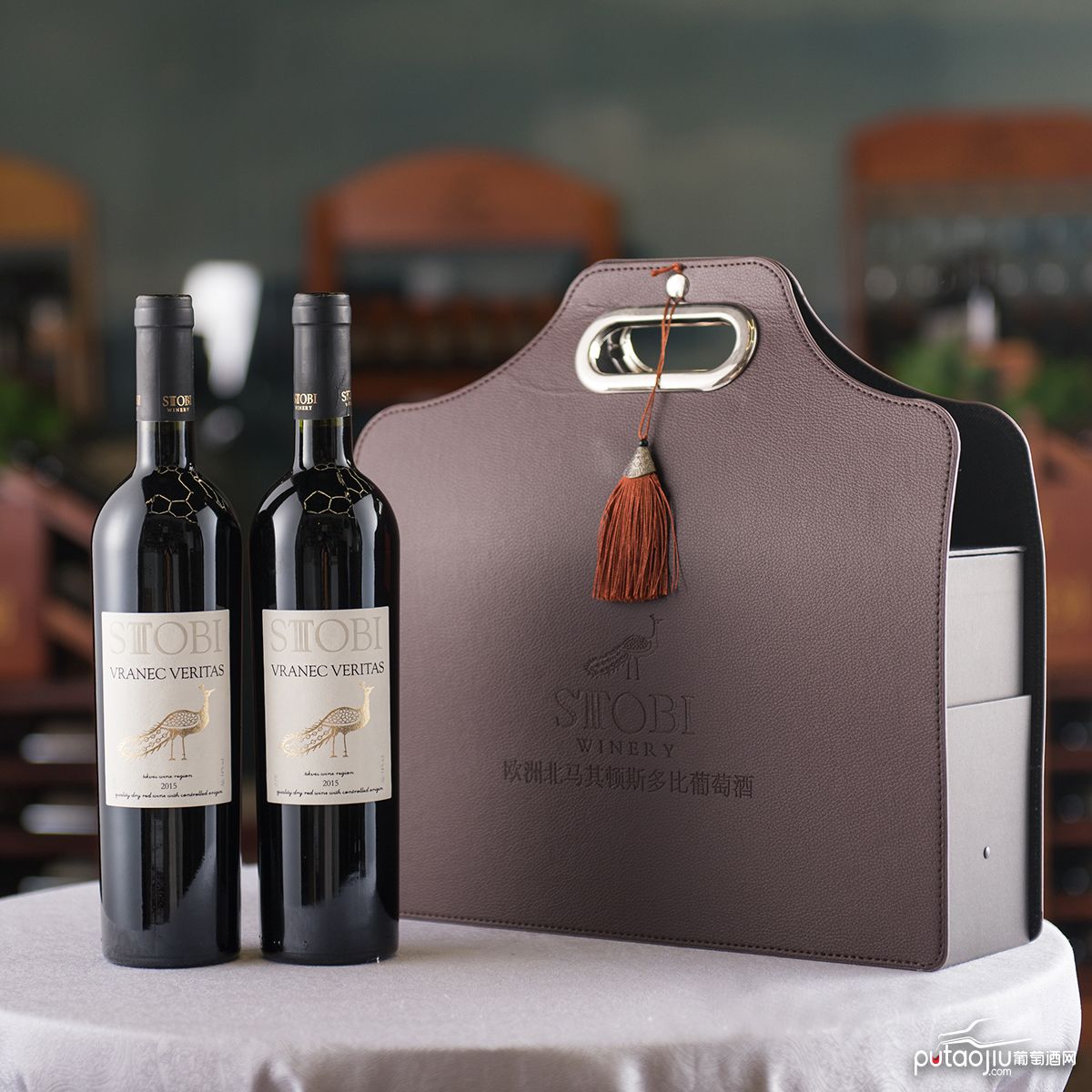 STOBI红酒盒双支葡萄酒包装礼盒手提皮质酒盒酒袋高端红酒礼盒酒