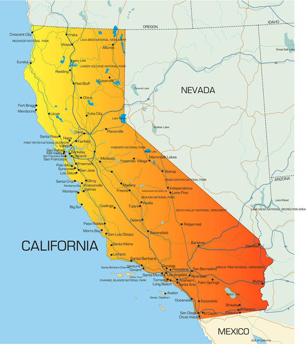 加州地图中文版全图图片