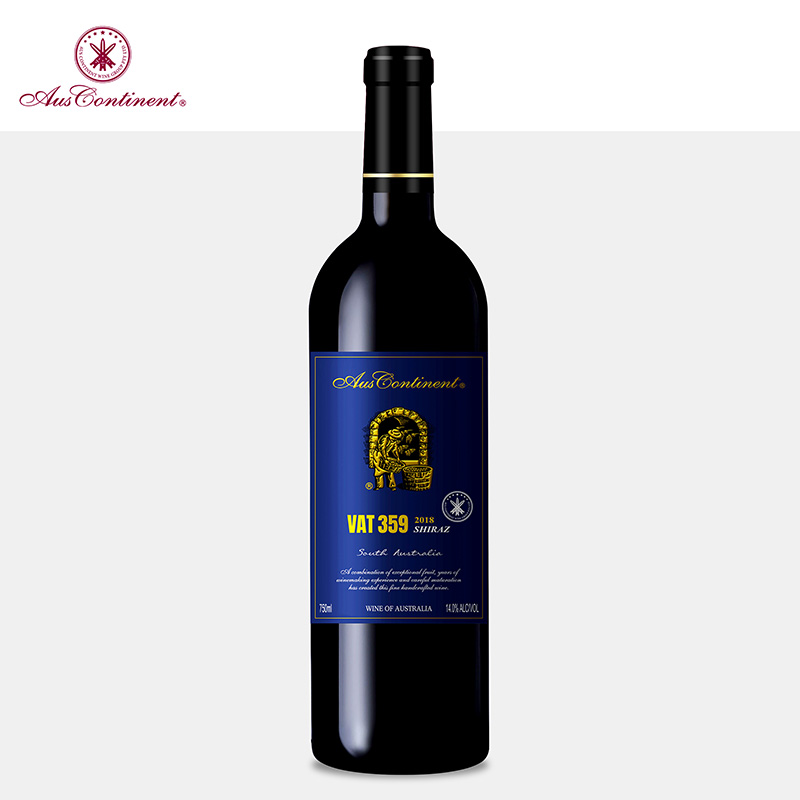 澳大利亚南澳产区澳洲大陆酒庄西拉VAT 359干红葡萄酒红酒
