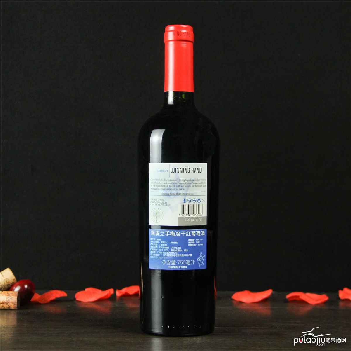 智利库里科谷凯旋之手精选梅洛干红葡萄酒红酒