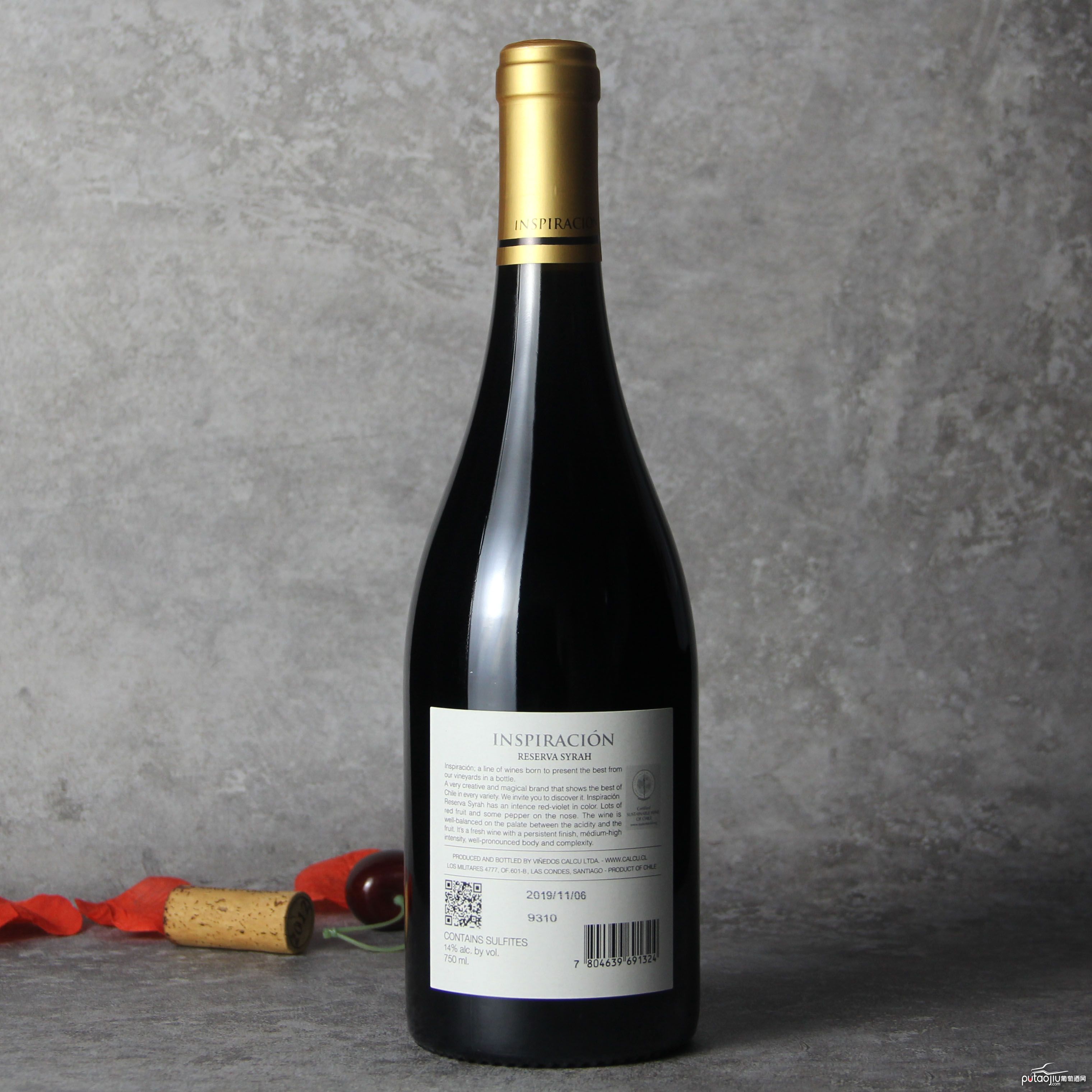 智利空加瓜谷灵感单一园珍藏西拉红葡萄酒红酒