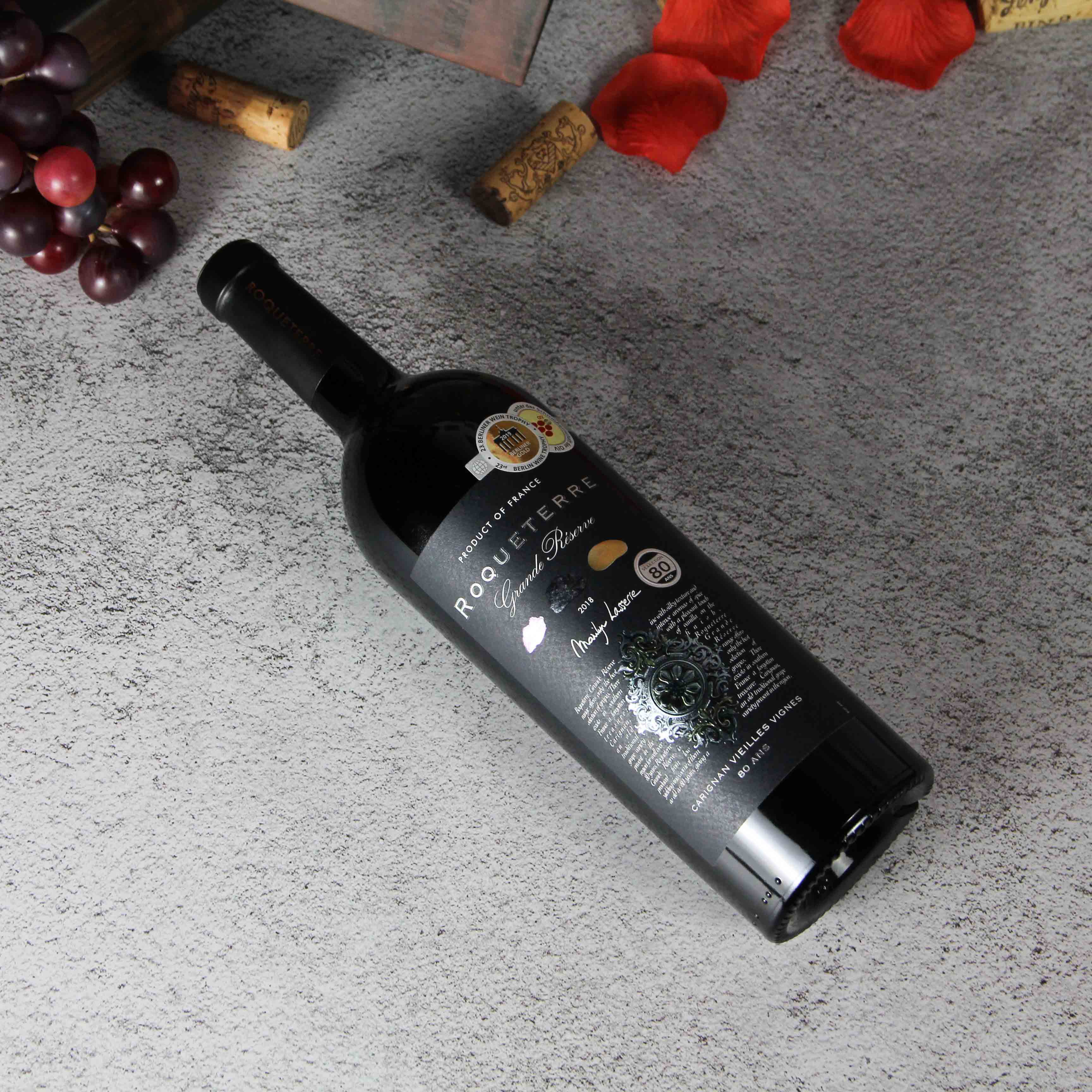 法国南部大地珍藏佳丽酿黑标80年老藤igp干红葡萄酒