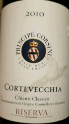 普林西比科尔西尼柯尔特珍藏古典基安蒂葡萄酒2010
