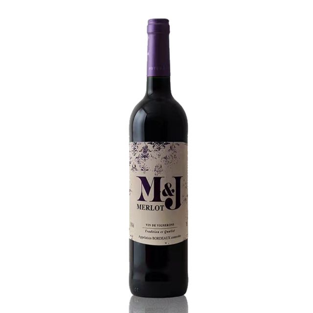 法国波尔多M&J梅洛红葡萄酒